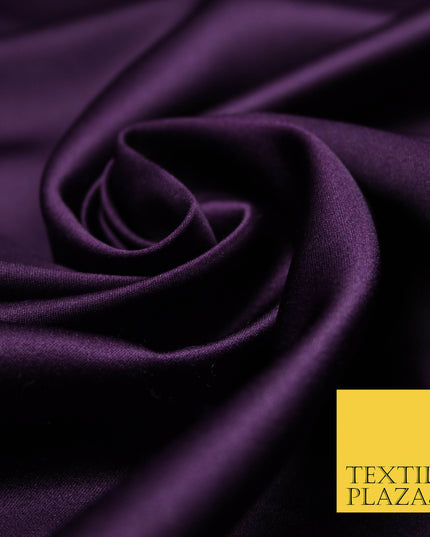 PLUM Luxury Plain Smooth Matt Duchess Satin Fabric Material Bridal Wedding Dress 58" 4697