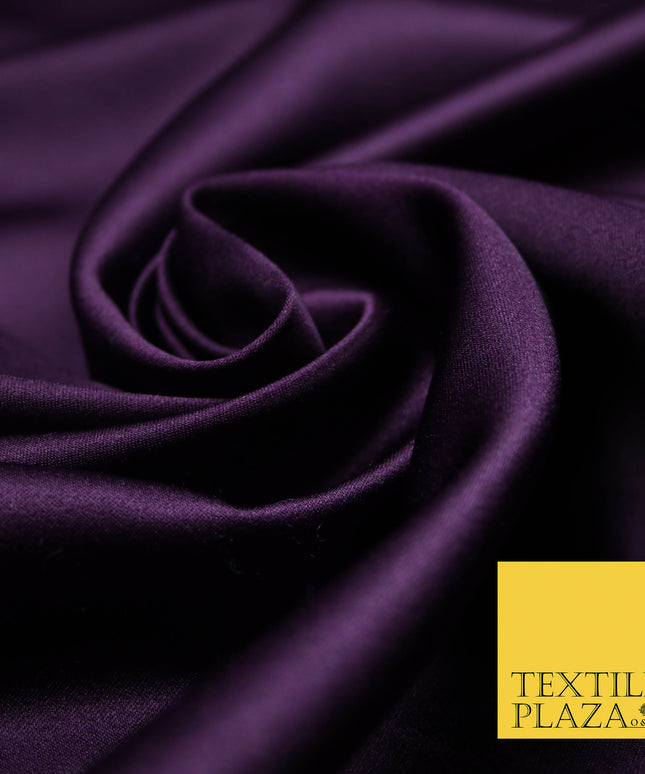 PLUM Luxury Plain Smooth Matt Duchess Satin Fabric Material Bridal Wedding Dress 58" 4697