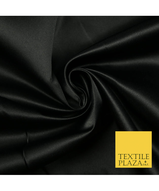 BLACK Luxury Plain Smooth Matt Duchess Satin Fabric Material Bridal Wedding Dress 58" 4698