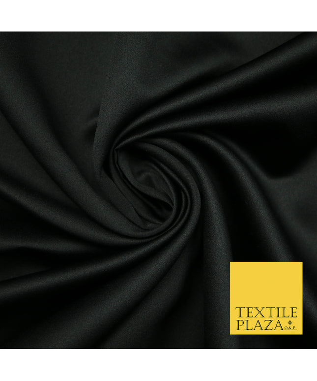 DULL BLACK Luxury Plain Smooth Matt Duchess Satin Fabric Material Bridal Wedding Dress 58" 4699