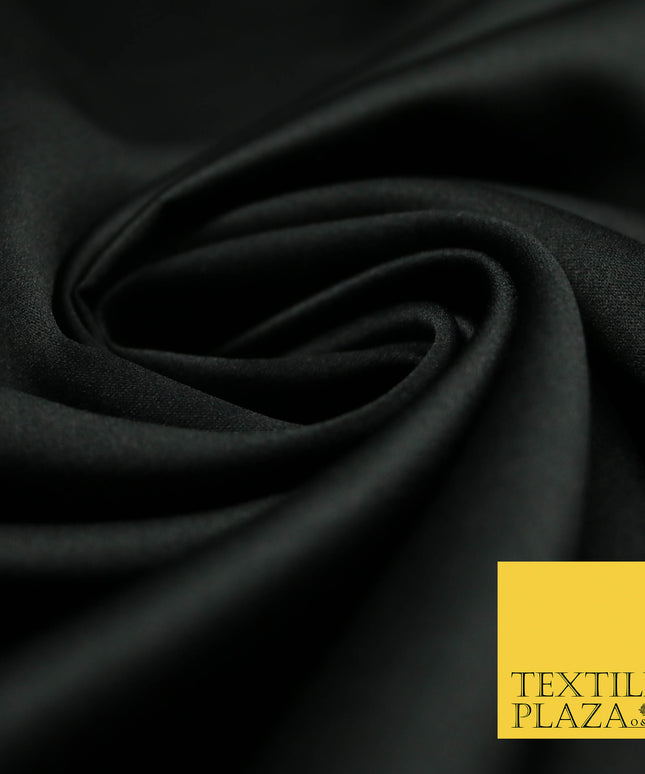 DULL BLACK Luxury Plain Smooth Matt Duchess Satin Fabric Material Bridal Wedding Dress 58" 4699