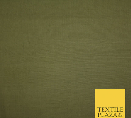 OLIVE GREEN Premium Plain Polycotton Dyed Fabric Dress Craft Material 44" 4775