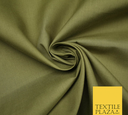 OLIVE GREEN Premium Plain Polycotton Dyed Fabric Dress Craft Material 44" 4775