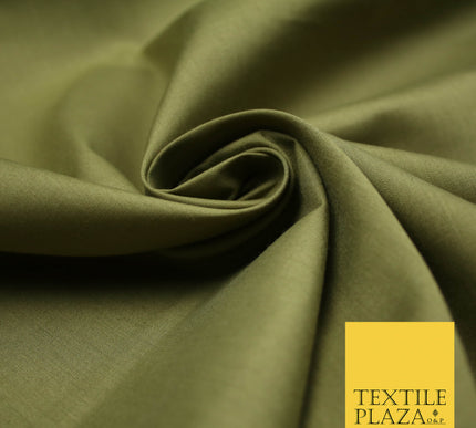 OLIVE GREEN Premium Plain Polycotton Dyed Fabric Dress Craft Material 44" 4775