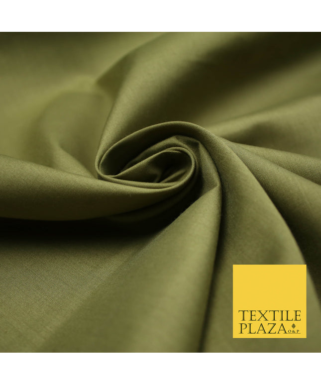 OLIVE GREEN Premium Plain Polycotton Dyed Fabric Dress Craft Material 44" 4775