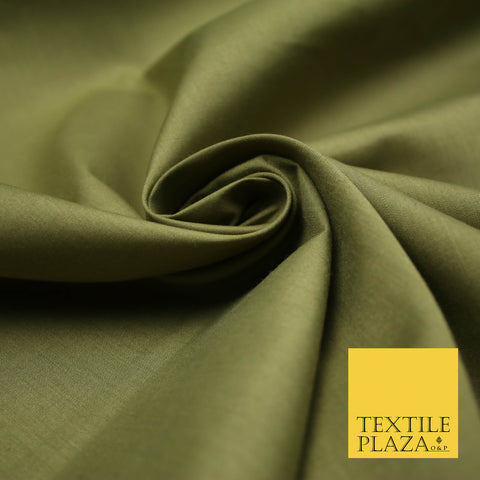 OLIVE GREEN Premium Plain Polycotton Dyed Fabric Dress Craft Material 44" 4775