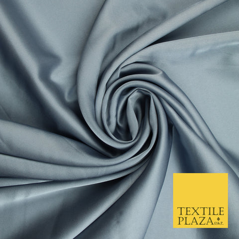 Steel Grey Fine Silky Smooth Liquid Sateen Satin Dress Fabric Drape Lining Material 7810