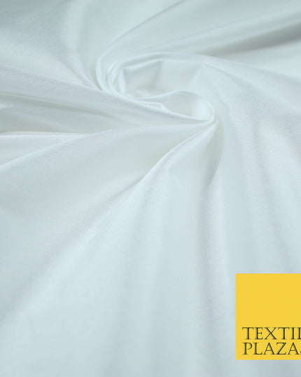 OFF WHITE Premium Plain Dyed Faux Matte Silk TAFFETA Dress Fabric Material 5280(5171)