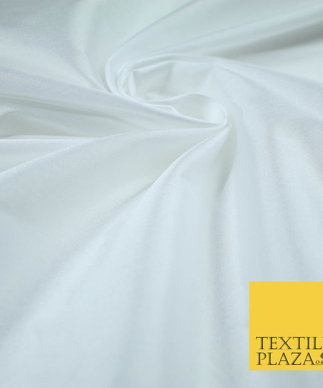 OFF WHITE Premium Plain Dyed Faux Matte Silk TAFFETA Dress Fabric Material 5280(5171)