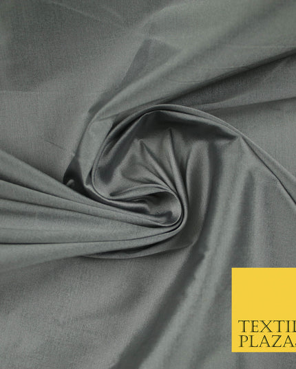 SILVER GREY SHOT WHITE Premium Plain Dyed Faux Matte Silk TAFFETA Dress Fabric Material 5283(5169)