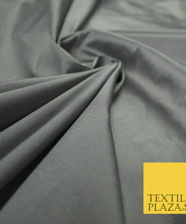 SILVER GREY SHOT WHITE Premium Plain Dyed Faux Matte Silk TAFFETA Dress Fabric Material 5283(5169)