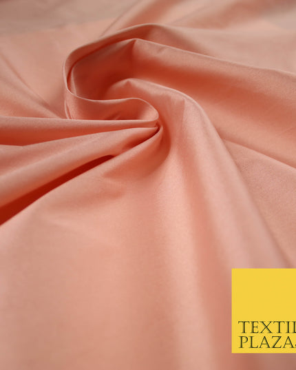 PEACH Premium Plain Dyed Faux Matte Silk TAFFETA Dress Fabric Material 5286(5164)