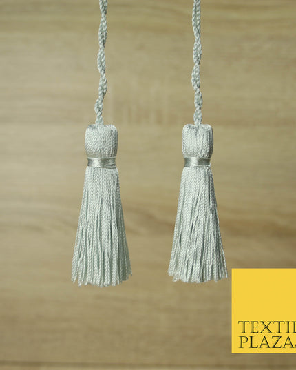 SILVER GREY Luxury Silk Soft Thread Tassels Latkans Cushion Sewing Craft Curtains T108