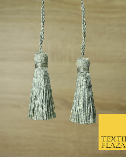 TINTED SILVER GREEN Luxury Silk Soft Thread Tassels Latkans Cushion Sewing Craft Curtains T110