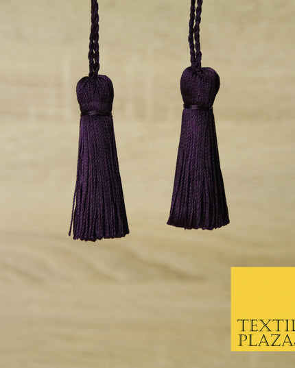 AUBERGINE PURPLE Luxury Silk Soft Thread Tassels Latkans Cushion Sewing Craft Curtains T173