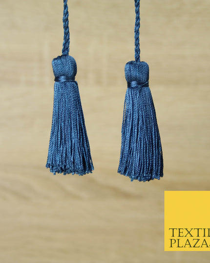 DENIM BLUE Luxury Silk Soft Thread Tassels Latkans Cushion Sewing Craft Curtains T210