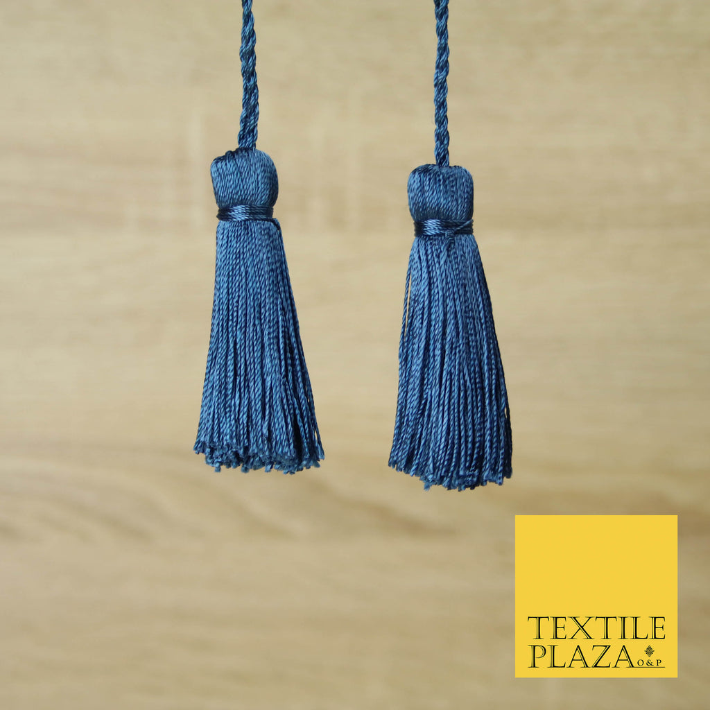 DENIM BLUE Luxury Silk Soft Thread Tassels Latkans Cushion Sewing Craft Curtains T210
