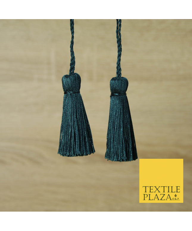 DARK TEAL / GREY Luxury Silk Soft Thread Tassels Latkans Cushion Sewing Craft Curtains T305