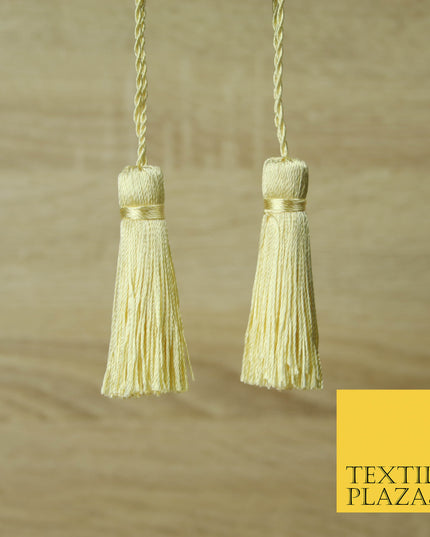 LIGHT YELLOW Luxury Silk Soft Thread Tassels Latkans Cushion Sewing Craft Curtains T409