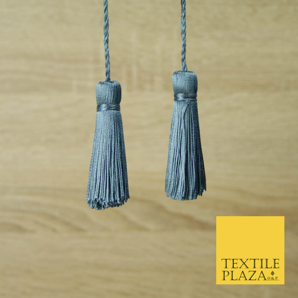 BLUE GREY Luxury Silk Soft Thread Tassels Latkans Cushion Sewing Craft Curtains T443