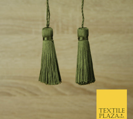 MILITARY GREEN Luxury Silk Soft Thread Tassels Latkans Cushion Sewing Craft Curtains T447