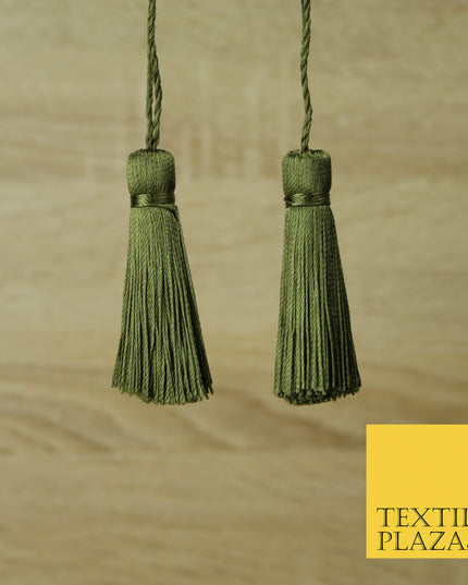 MILITARY GREEN Luxury Silk Soft Thread Tassels Latkans Cushion Sewing Craft Curtains T447