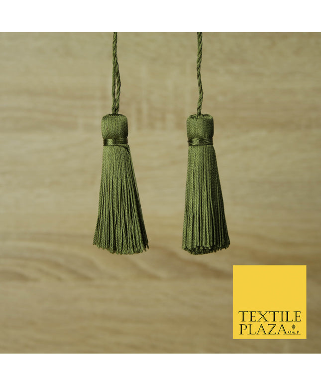 MILITARY GREEN Luxury Silk Soft Thread Tassels Latkans Cushion Sewing Craft Curtains T447