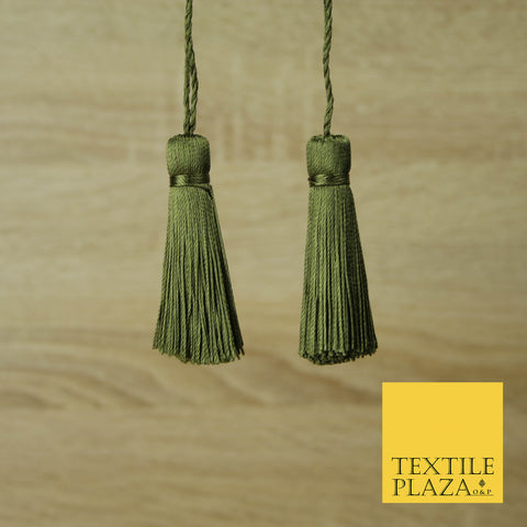 MILITARY GREEN Luxury Silk Soft Thread Tassels Latkans Cushion Sewing Craft Curtains T447