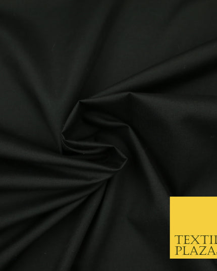 BLACK Premium Plain Polycotton Dyed Fabric Dress Craft Material 44" 3078
