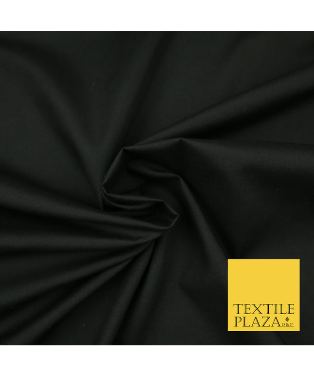 BLACK Premium Plain Polycotton Dyed Fabric Dress Craft Material 44" 3078