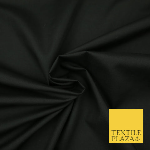 BLACK Premium Plain Polycotton Dyed Fabric Dress Craft Material 44" 3078