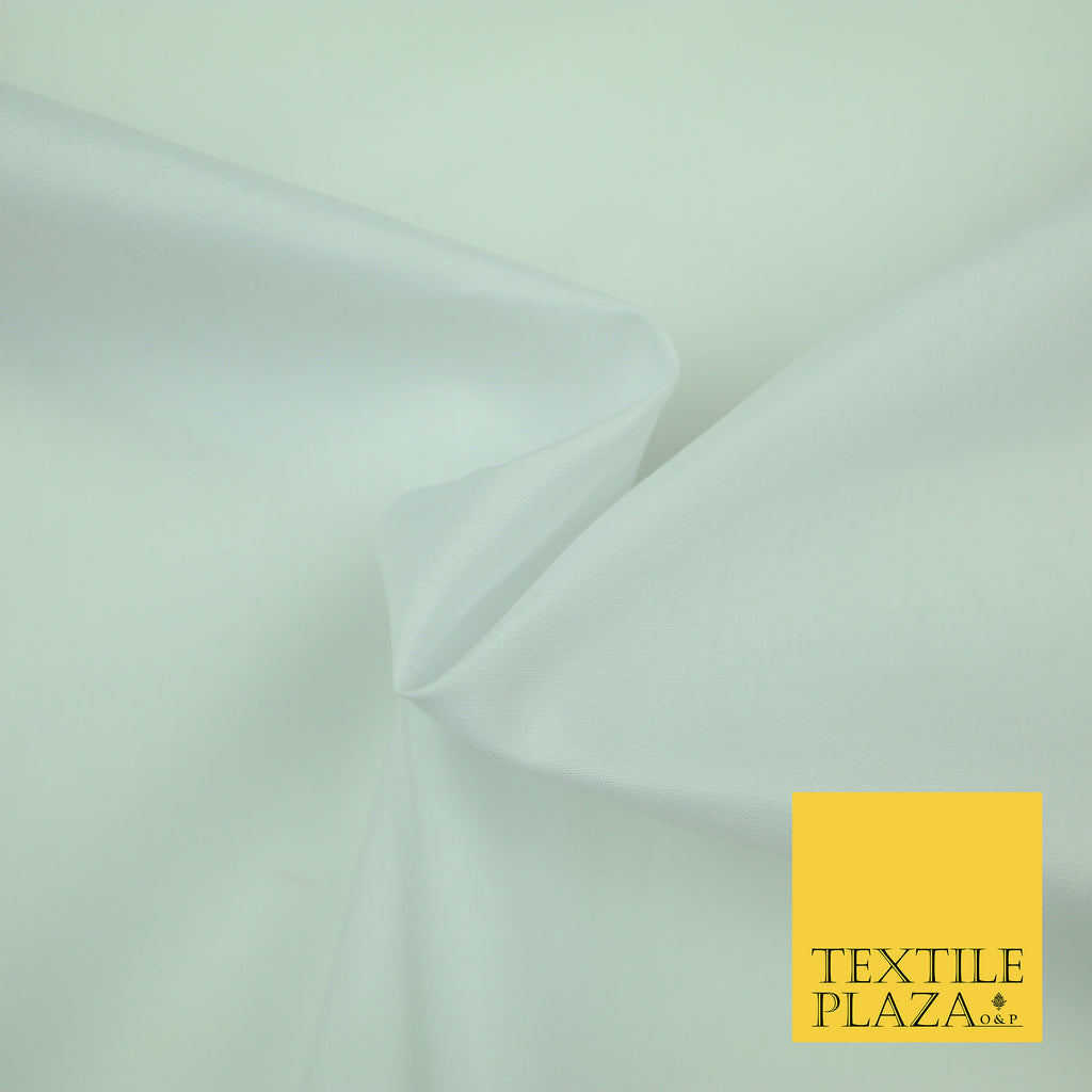 WHITE Premium Plain Polycotton Dyed Fabric Dress Craft Material 44" 3082