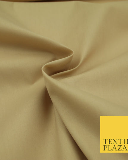 BEIGE Premium Plain Polycotton Dyed Fabric Dress Craft Material 44" 3089