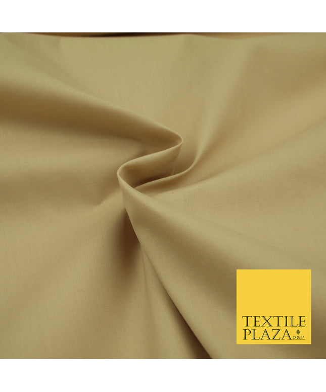 BEIGE Premium Plain Polycotton Dyed Fabric Dress Craft Material 44" 3089