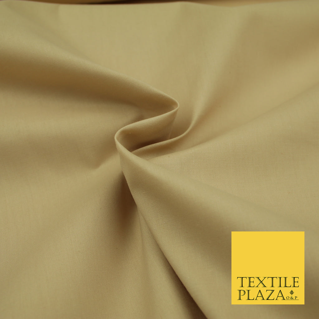 BEIGE Premium Plain Polycotton Dyed Fabric Dress Craft Material 44" 3089