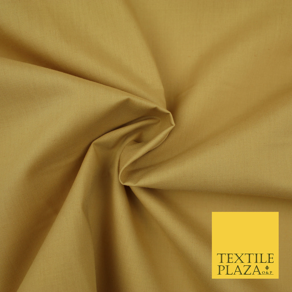 CARAMEL GOLD Premium Plain Polycotton Dyed Fabric Dress Craft Material 44" 3090