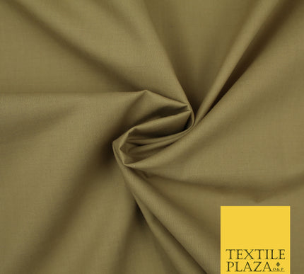 WHEAT GOLD / LIGHT BROWN Premium Plain Polycotton Dyed Fabric Dress Craft Material 44" 3091