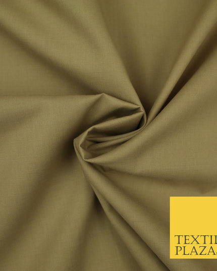 WHEAT GOLD / LIGHT BROWN Premium Plain Polycotton Dyed Fabric Dress Craft Material 44" 3091