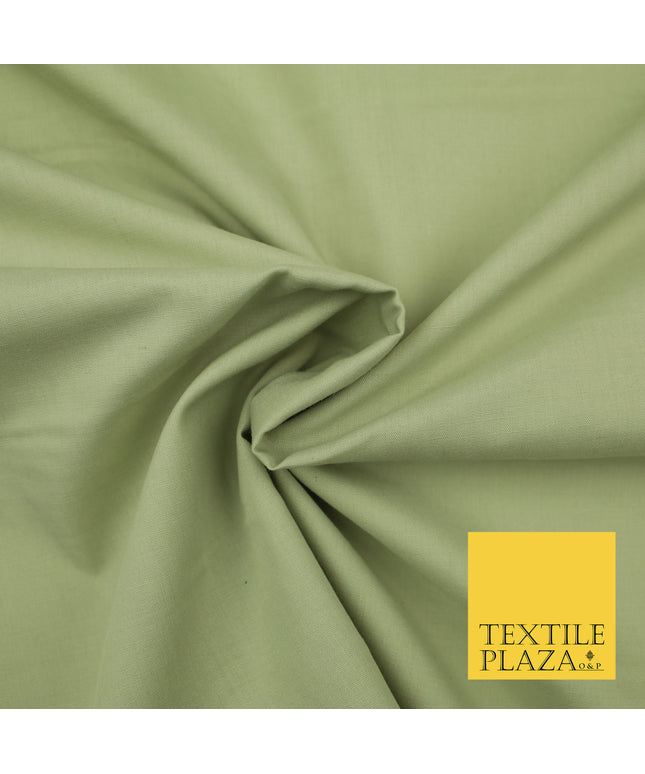 PALE GREEN Premium Plain Polycotton Dyed Fabric Dress Craft Material 44" 3092