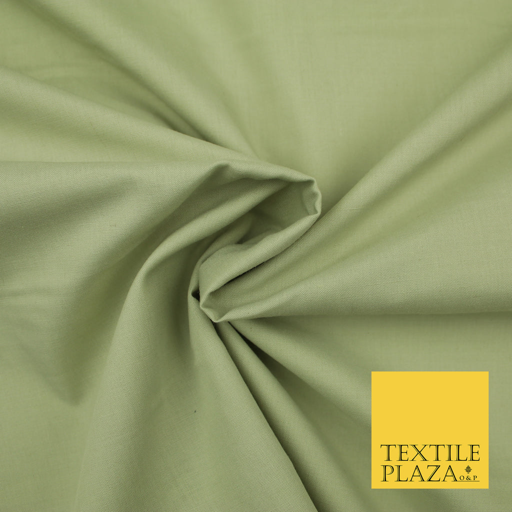PALE GREEN Premium Plain Polycotton Dyed Fabric Dress Craft Material 44" 3092