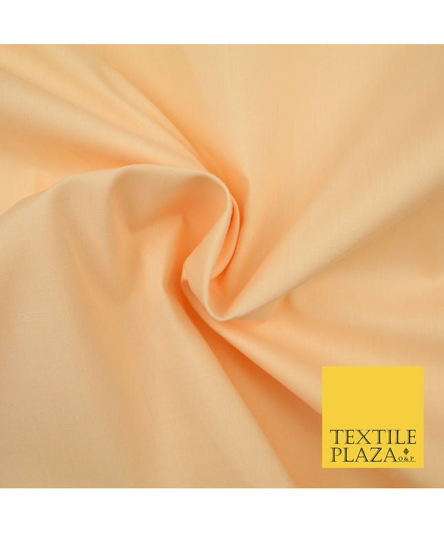 PEACH Premium Plain Polycotton Dyed Fabric Dress Craft Material 44" 3095