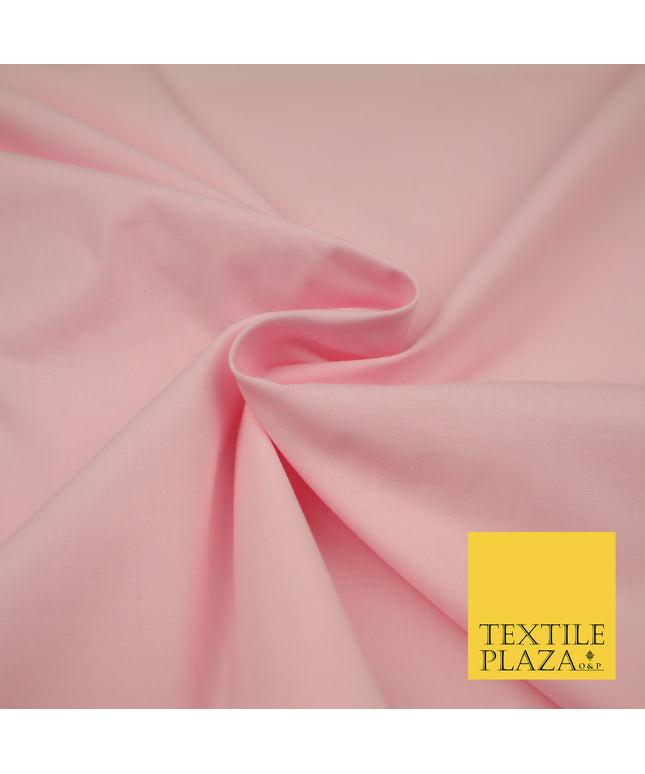 BABY PINK Premium Plain Polycotton Dyed Fabric Dress Craft Material 44" 3097