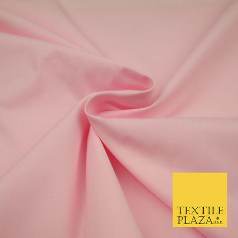 BABY PINK Premium Plain Polycotton Dyed Fabric Dress Craft Material 44" 3097