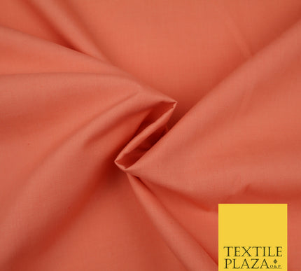 SALMON PINK Premium Plain Polycotton Dyed Fabric Dress Craft Material 44" 3103