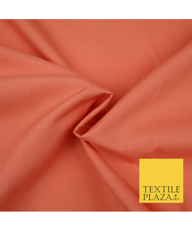 SALMON PINK Premium Plain Polycotton Dyed Fabric Dress Craft Material 44" 3103