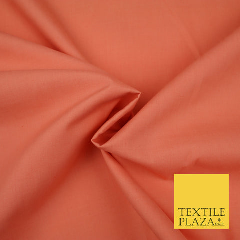 SALMON PINK Premium Plain Polycotton Dyed Fabric Dress Craft Material 44" 3103