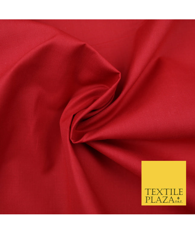SCARLET RUBY RED Premium Plain Polycotton Dyed Fabric Dress Craft Material 44" 3106