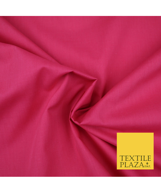 PUNCH PINK Premium Plain Polycotton Dyed Fabric Dress Craft Material 44" 3109