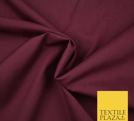 WINE BURGUNDY Premium Plain Polycotton Dyed Fabric Dress Craft Material 44" 3114