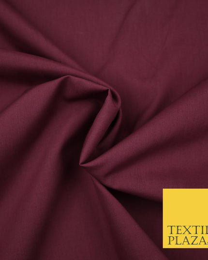 WINE BURGUNDY Premium Plain Polycotton Dyed Fabric Dress Craft Material 44" 3114